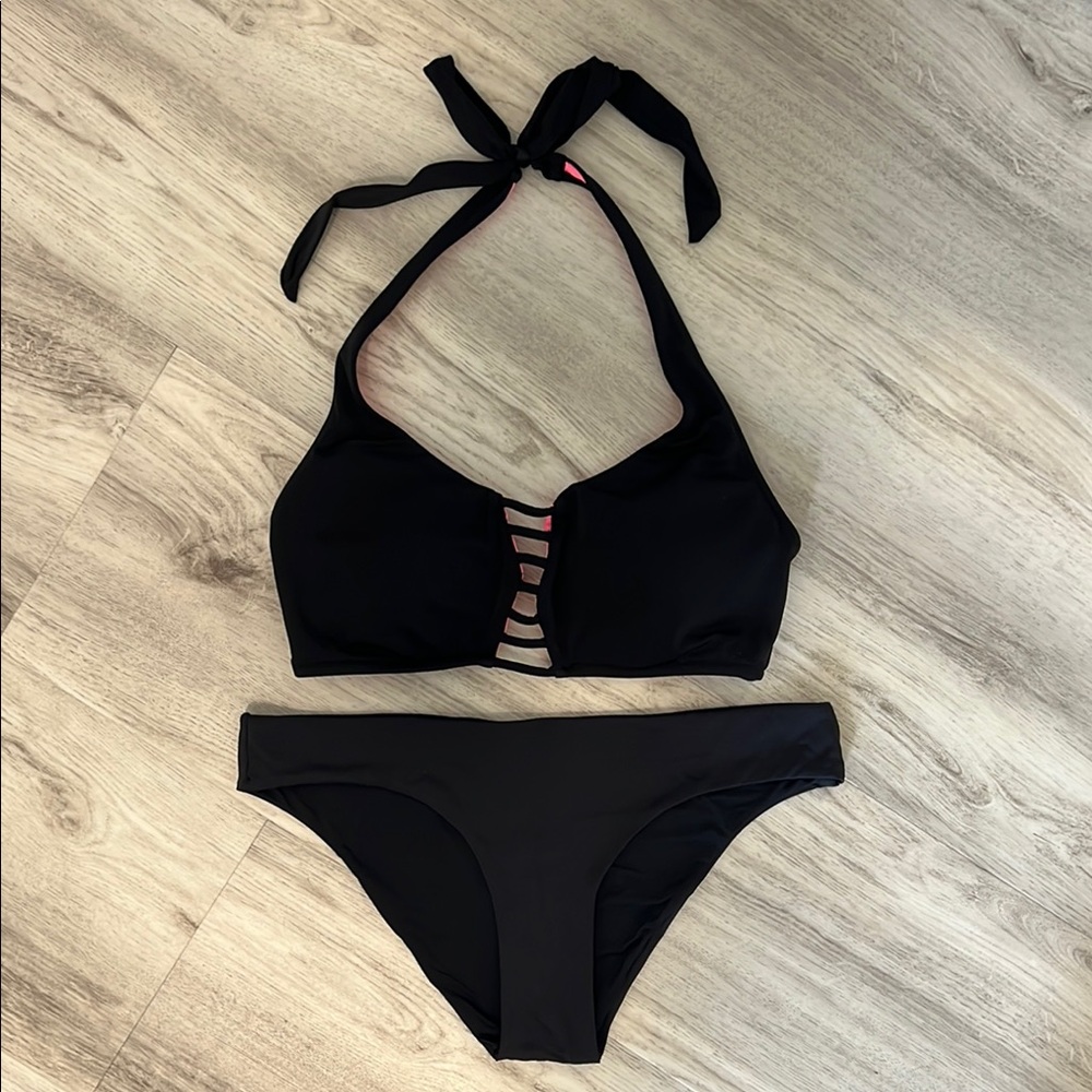 Black Halter Bikini Set